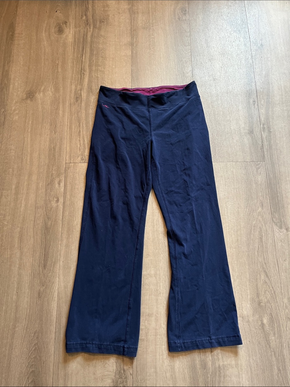 Lauren Ralph Lauren Navy Flare Leggings with Pink Waistband